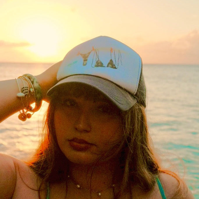 Hebrew Shell Bikini Trucker Hat
